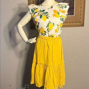 SHEIN Lemon Floral Print Midi Dress